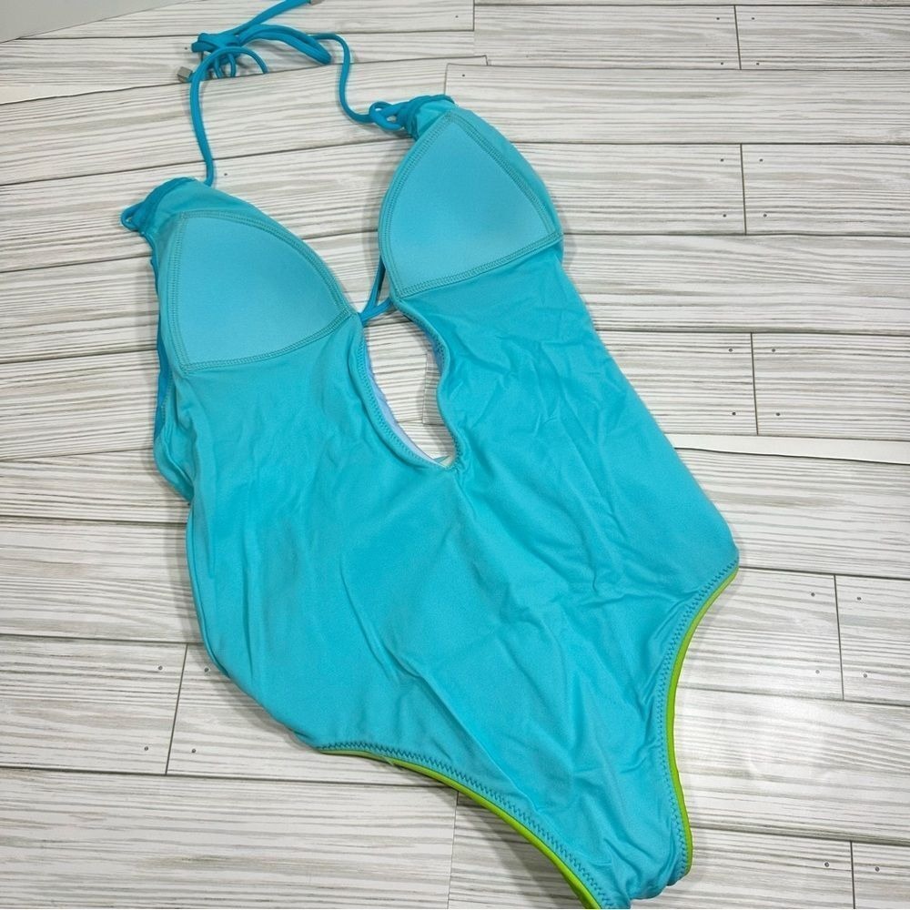 New Victoria's Secret Ombre One Piece Swimsuit Halter Neck Small Aqua Green‎ - Picture 3 of 7